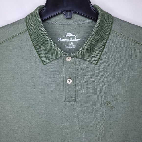 Tommy Bahama Polo Shirt Mens Large Green Cotton - Picture 1 of 12
